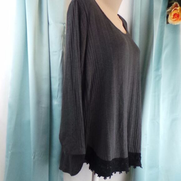 Style & Co Top Hi Low Crochet Trim Side Slit 3X Casual Top Plus Lace Blouse Work - Picture 5 of 7